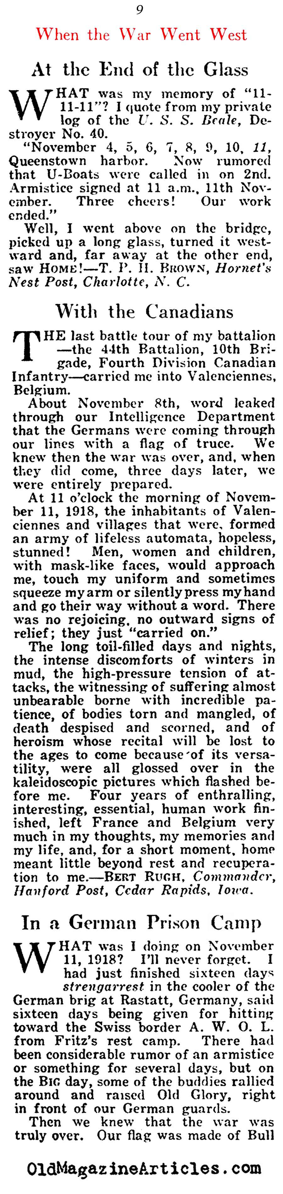 Where Were You When You Heard of The Armistice? (American Legion Weekly, 1921)