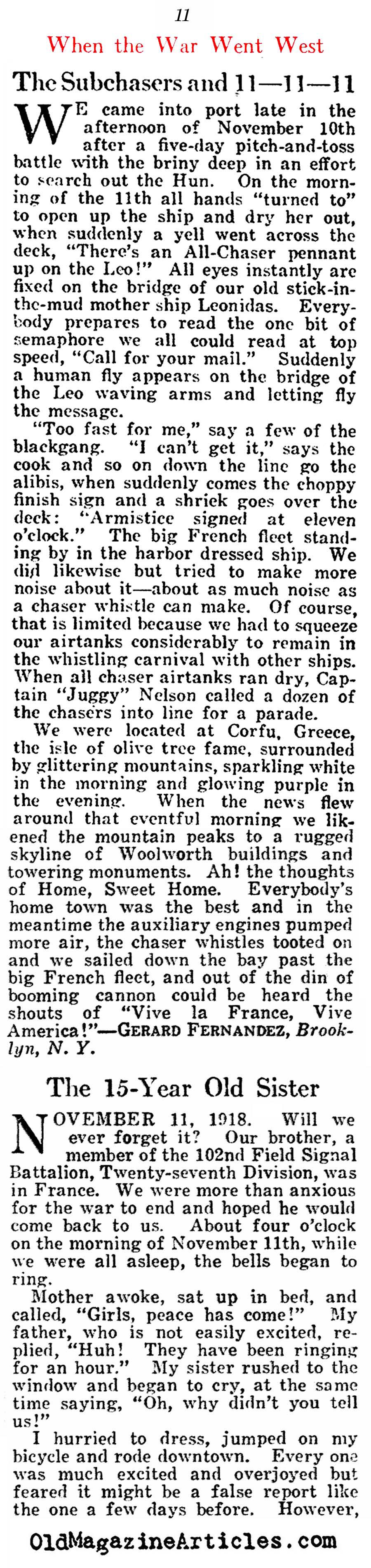 Where Were You When You Heard of The Armistice? (American Legion Weekly, 1921)