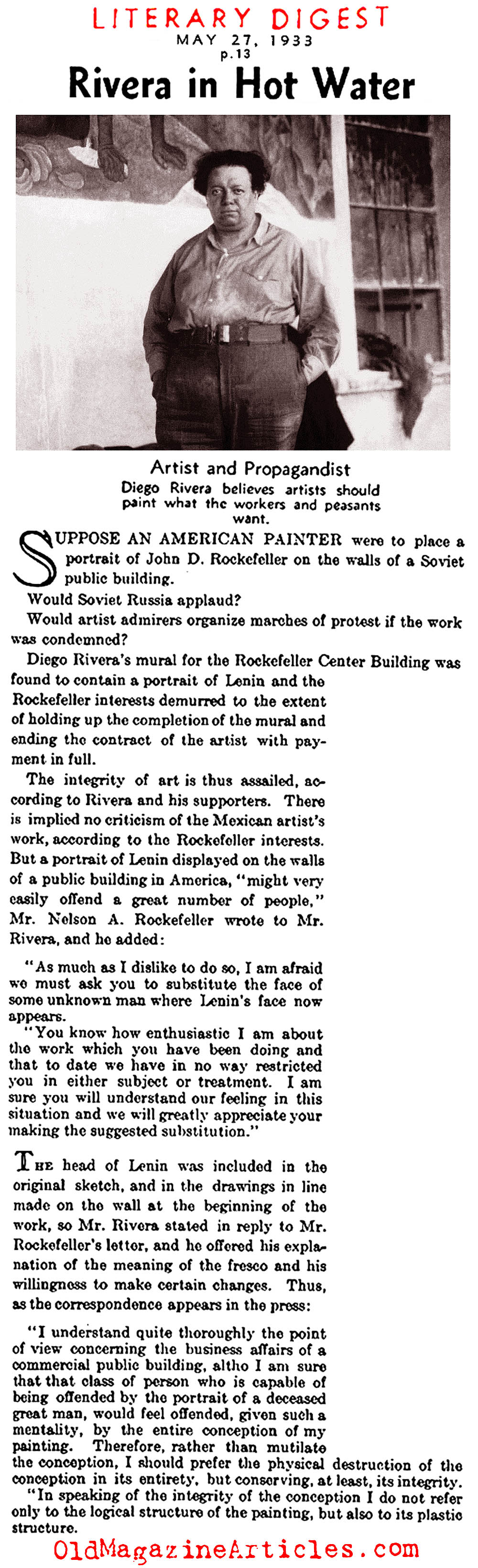 Lenin, Rockefeller and Diego Rivera (The Literay Digest, 1933)