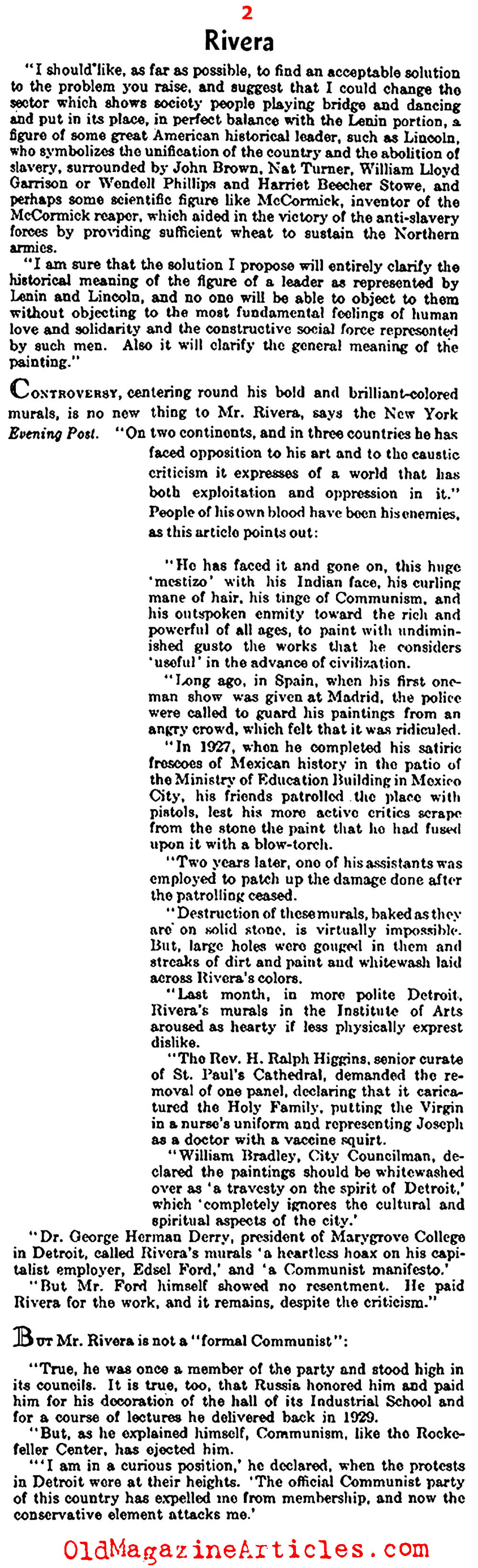 Lenin, Rockefeller and Diego Rivera (The Literay Digest, 1933)