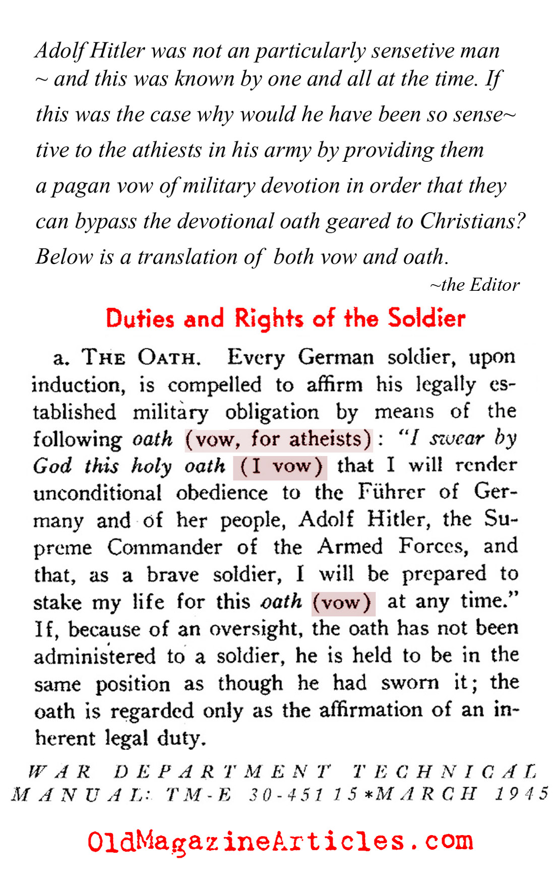 Atheist or Christian? (U.S. Dept. of War, 1945)