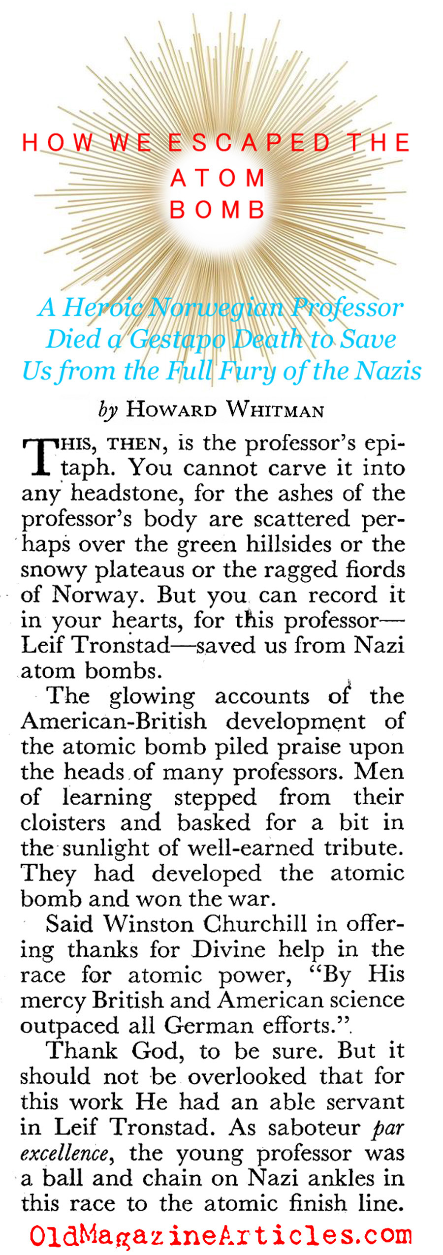 ''How We Escaped the Bomb'' (Coronet Magazine, 1945)