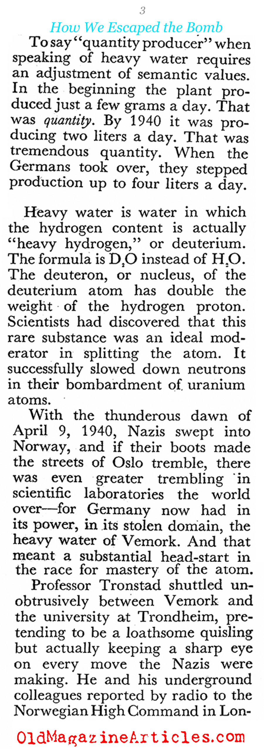 ''How We Escaped the Bomb'' (Coronet Magazine, 1945)
