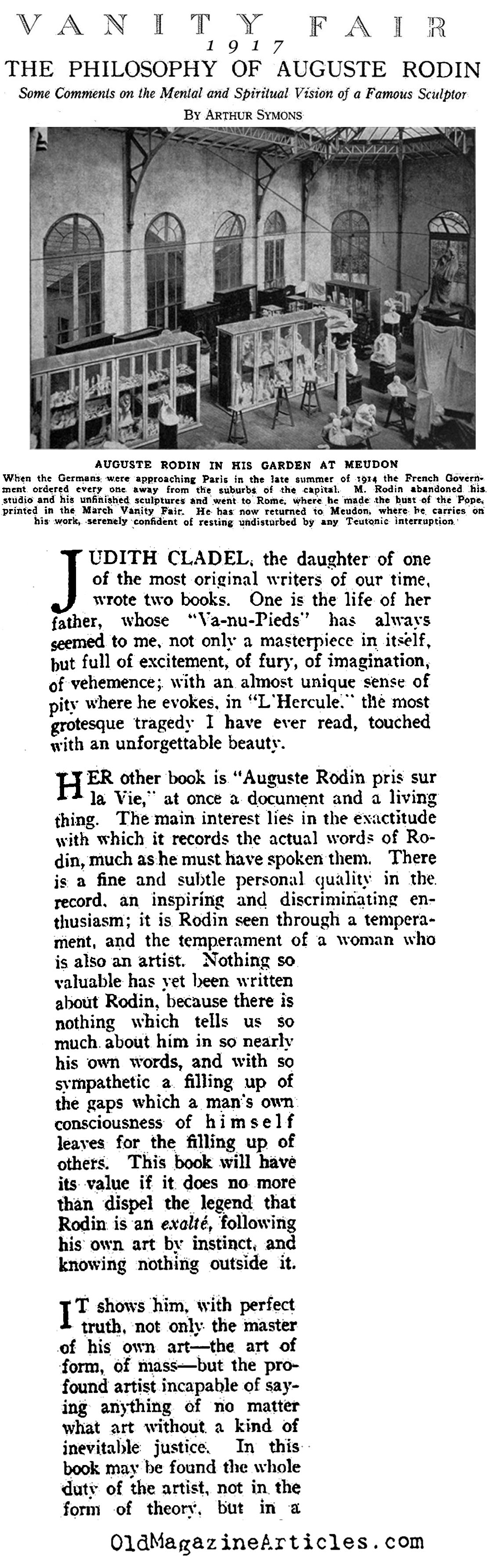 ''The Philosophy of Auguste Rodin''  (Vanity Fair Magazine, 1917)