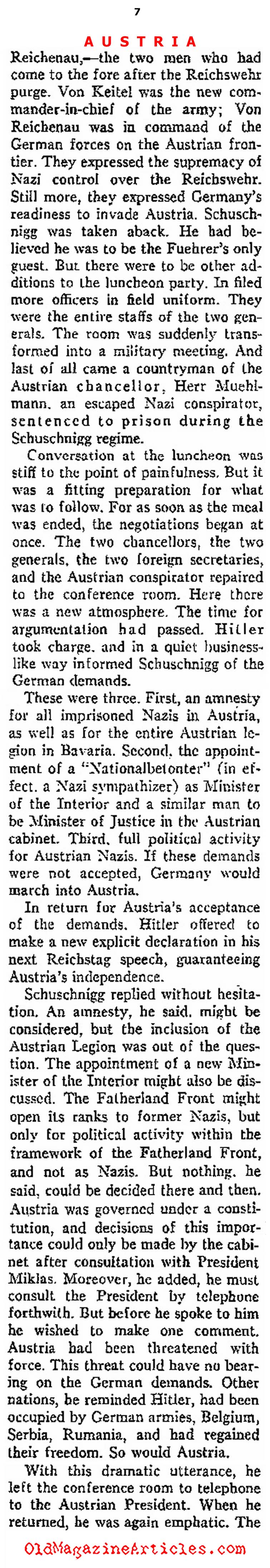 The Merger of Austria With Germany  (Ken Magazine, 1938)
