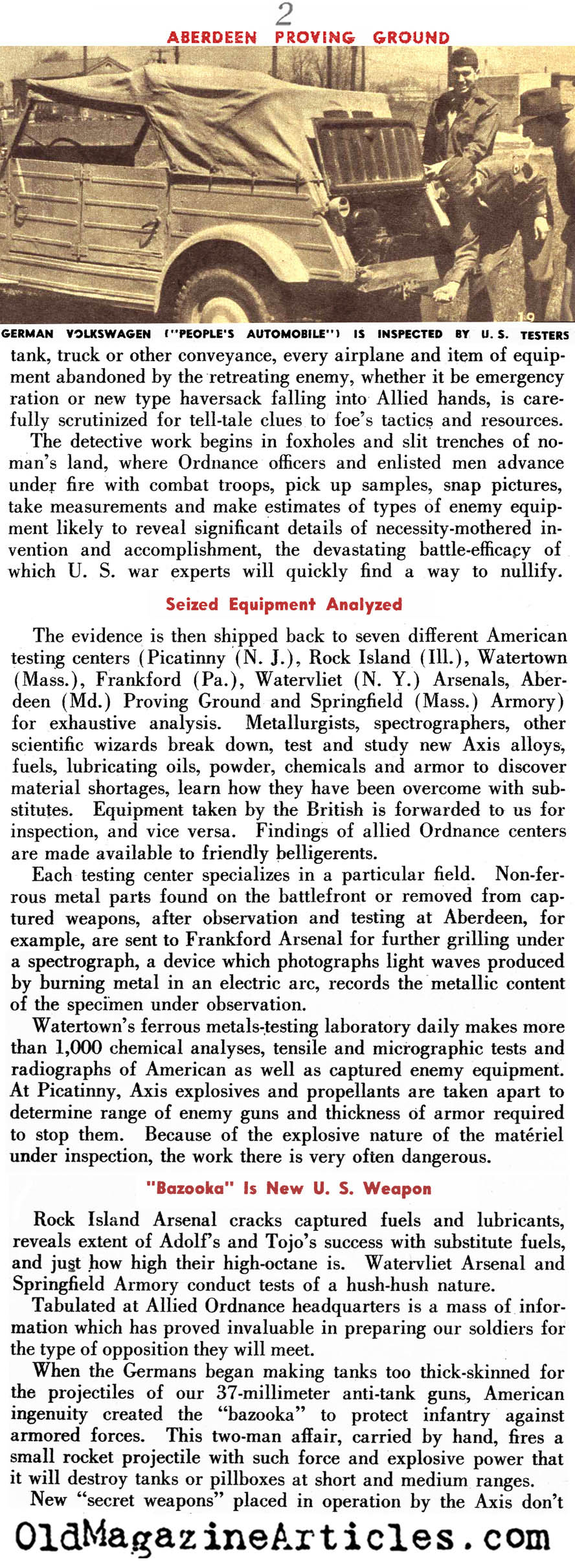 Examining Axis War Material (See Magazine, 1944)