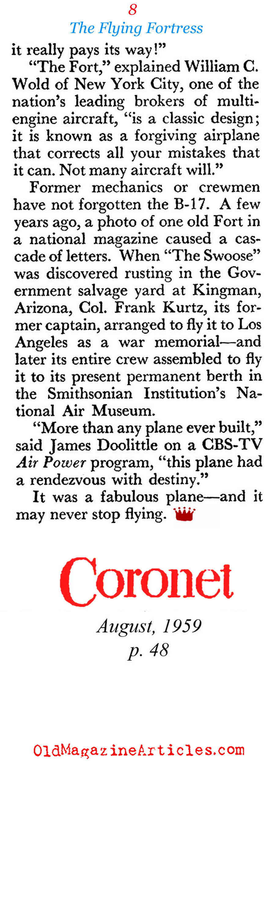 The B-17 (Coronet Magazine, 1959)