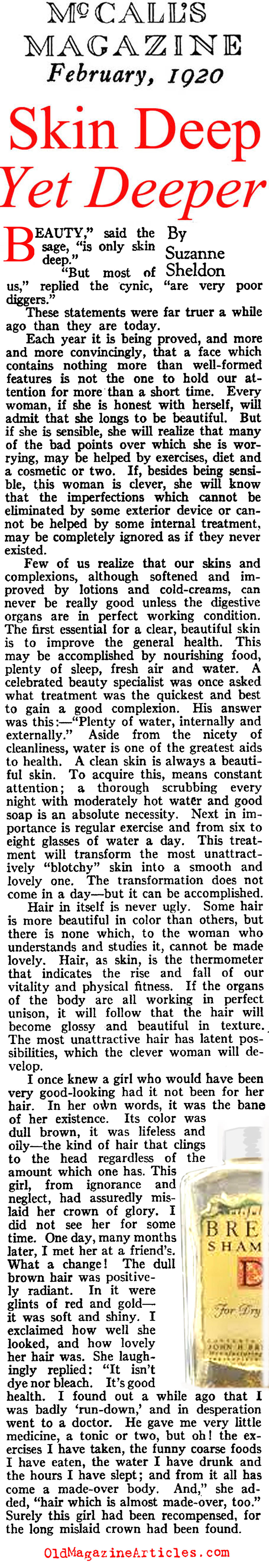 Timeless Advice Regarding Skin Care (McCall's Magazine, 1920)