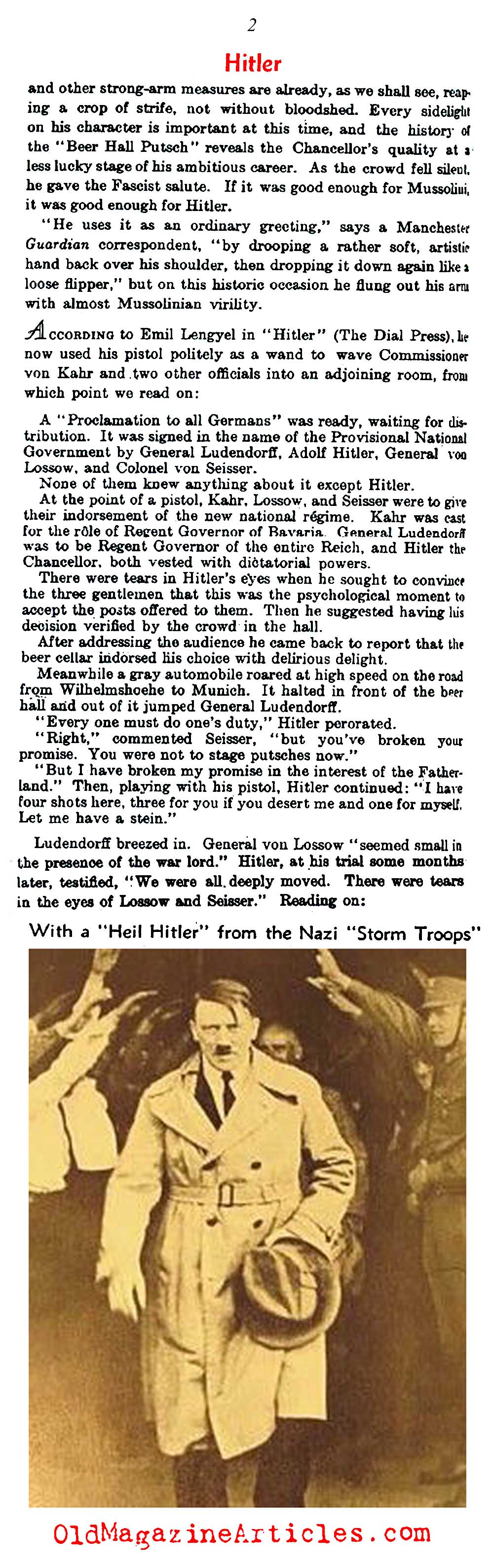 From the Beer Hall Putsch and Beyond (Literary Digest, 1933)
