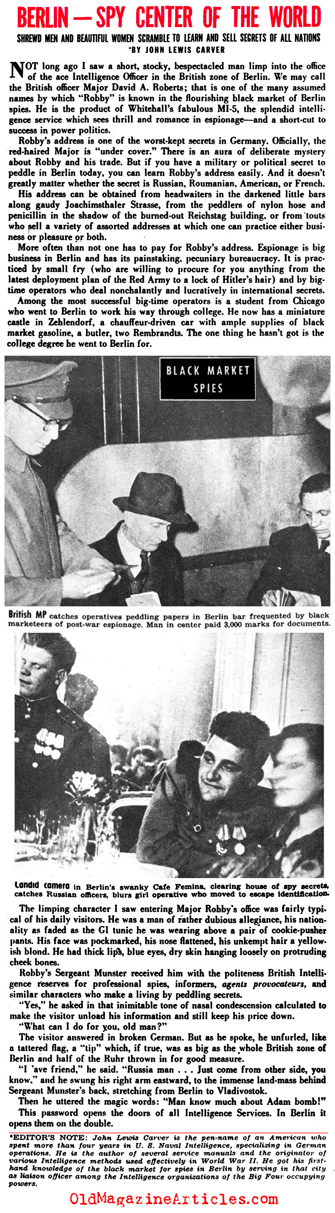 Berlin Becomes the Center of Global Espionage (See Magazine, 1948)