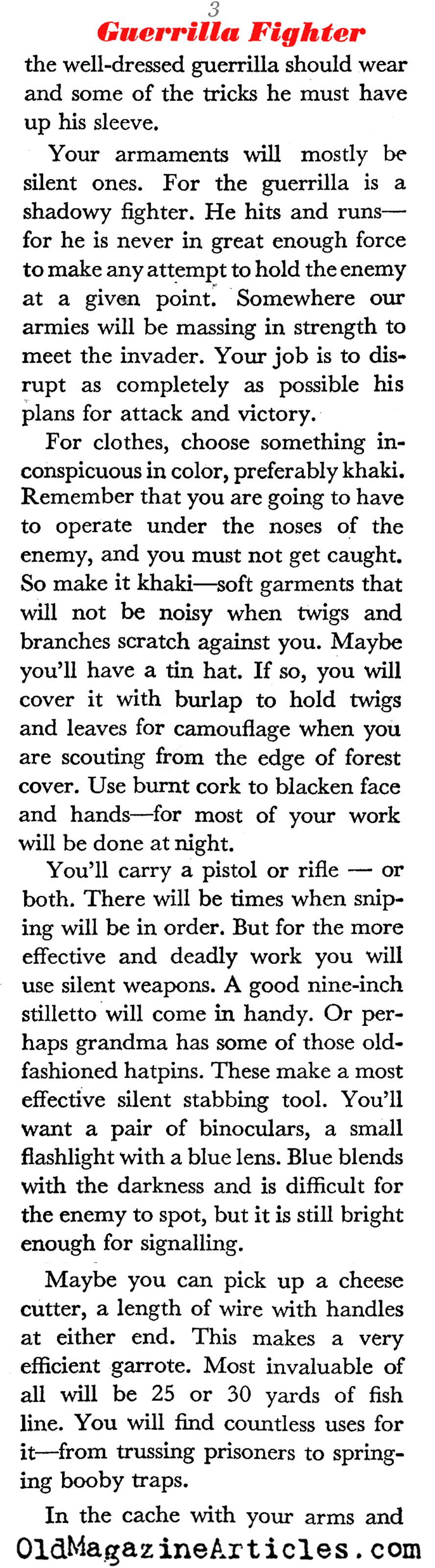 So, You Want to Be a Guerrilla? (Coronet Magazine, 1942)