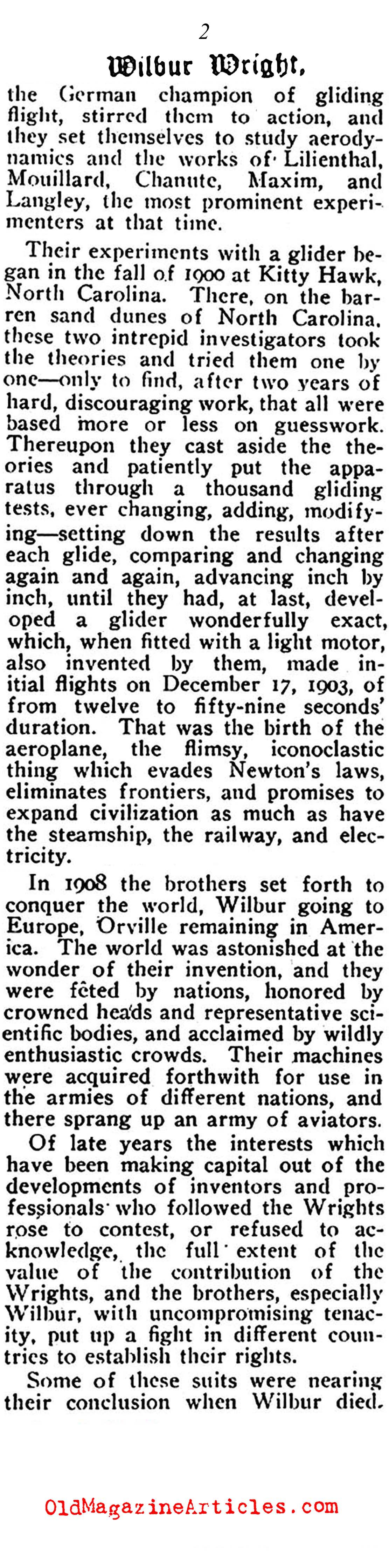 Wilbur Wright, R.I.P. (Collier's, 1912)