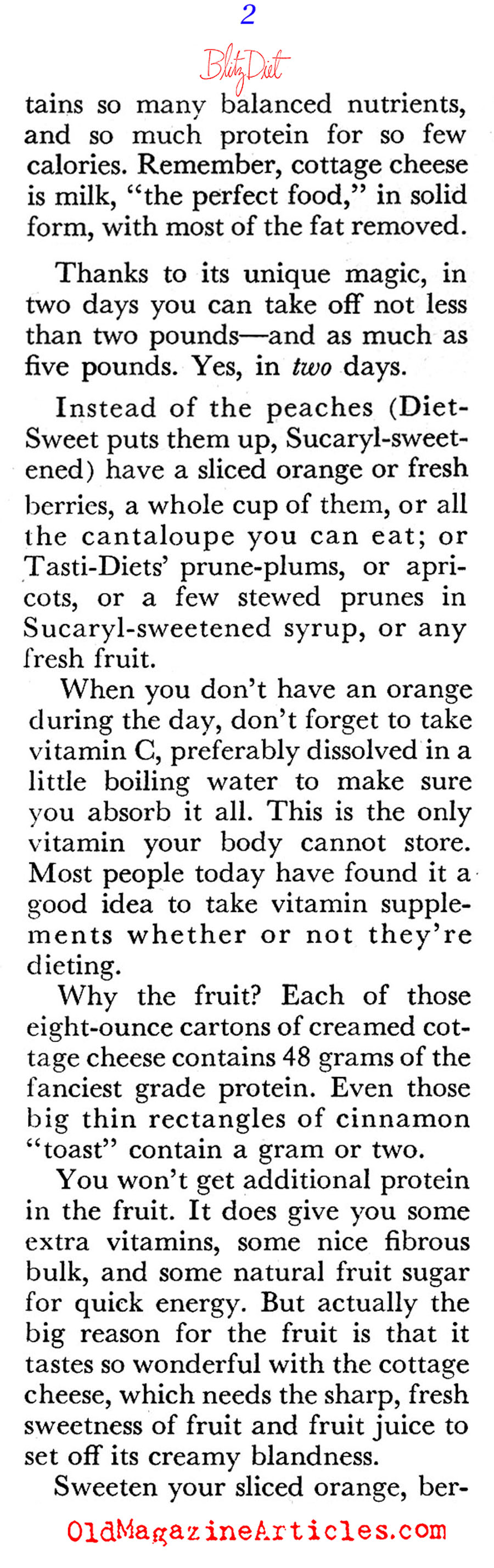 The Blitz Diet of 1956