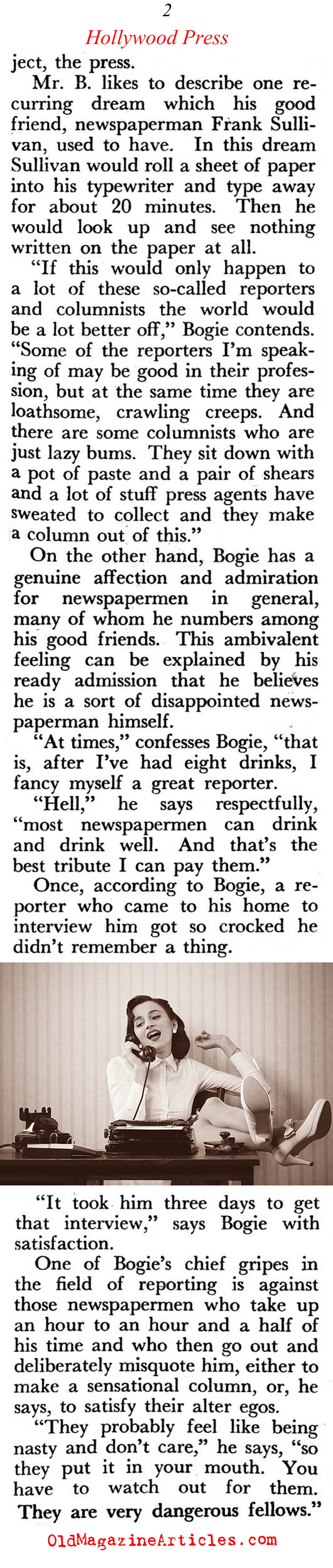 Humphrey Bogart and his Feud with the Hollywood Press (Pageant Magazine, 1956)