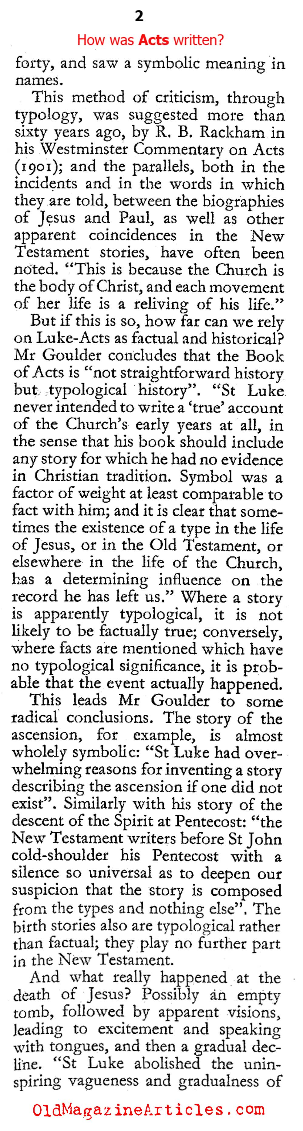 ''How Was <em>Acts</em> Written?'' (The Hibbert Journal, 1964)