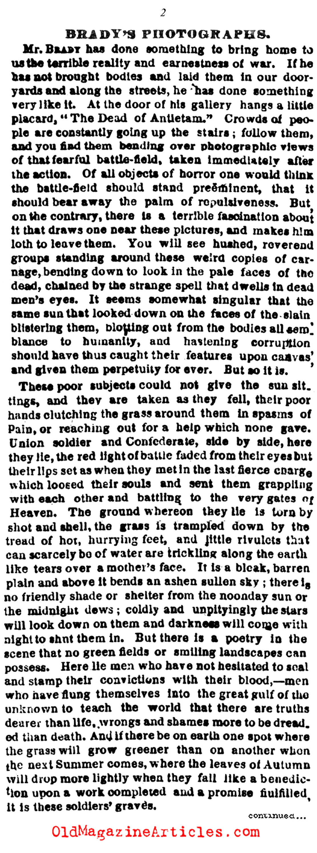 Mathew Brady at Antietam (NY Times, 1862)