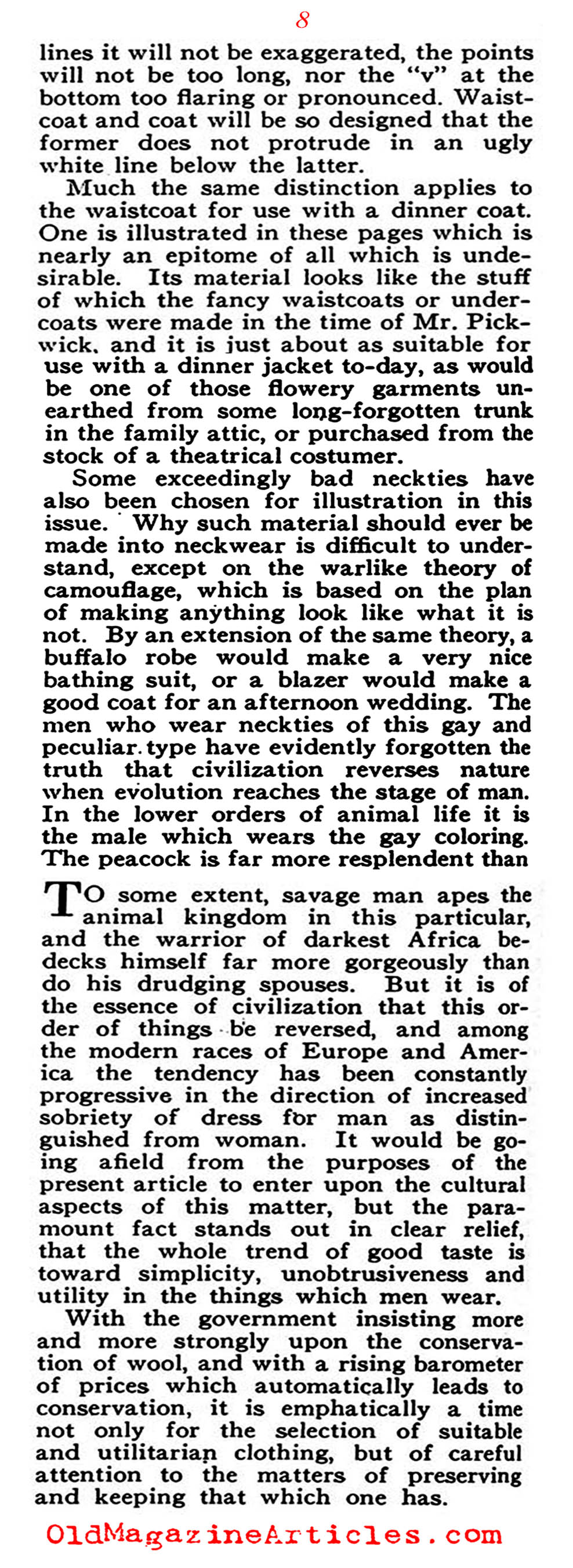 The Well Dressed Man Confronts Bad Taste  (Vanity Fair Magazine, 1918)