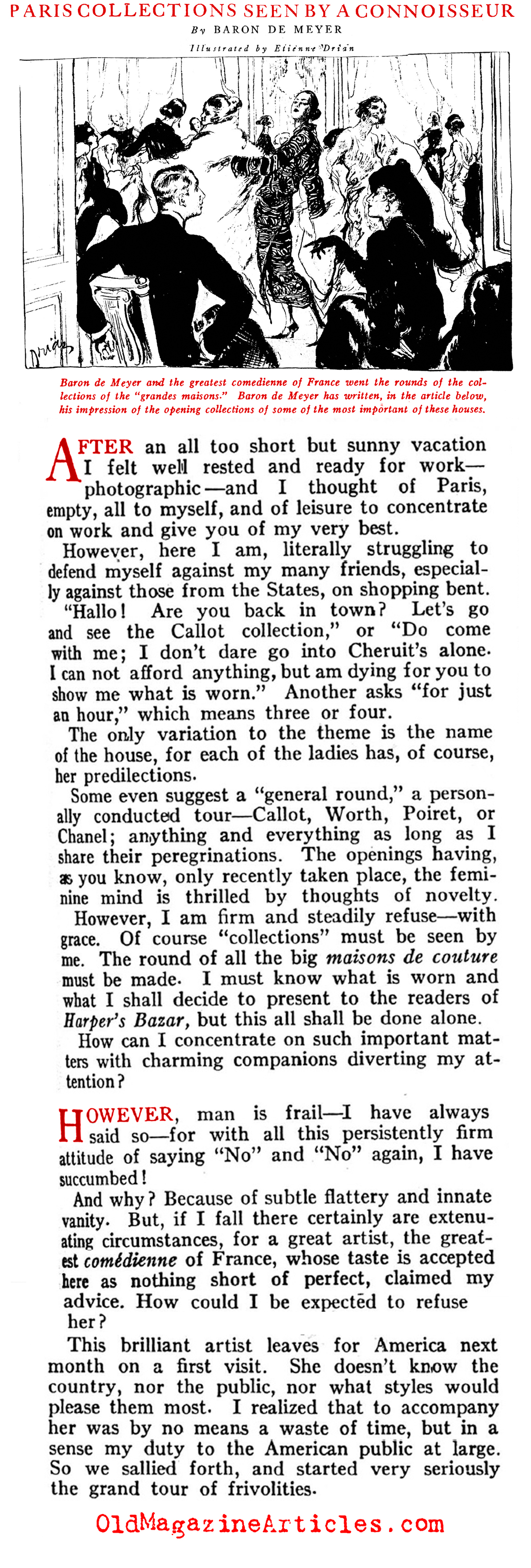 Baron Adolf de Meyer and the Paris Collections of 1922 (Harper's Bazaar, 1922)