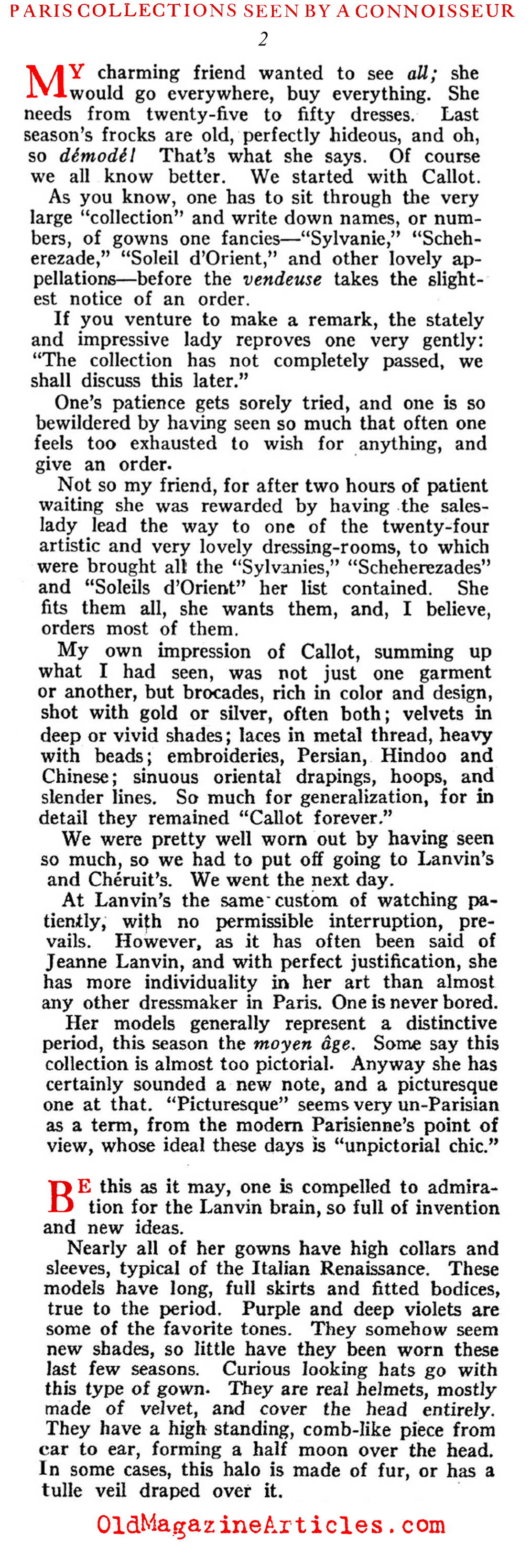 Baron Adolf de Meyer and the Paris Collections of 1922 (Harper's Bazaar, 1922)