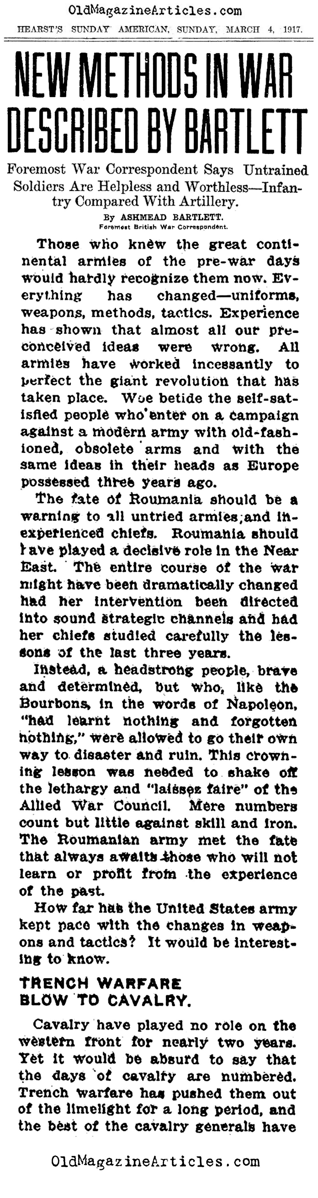 A War Like No Other  (Hearst's Sunday  American, 1917)