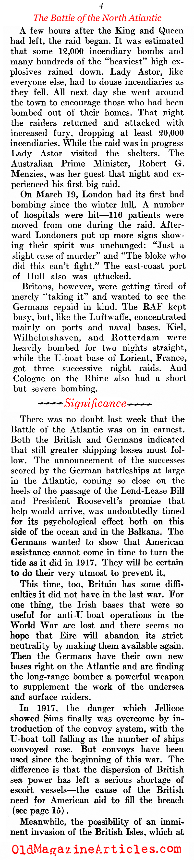 The North Atlantic Heats Up (Newsweek Magazine, 1941)