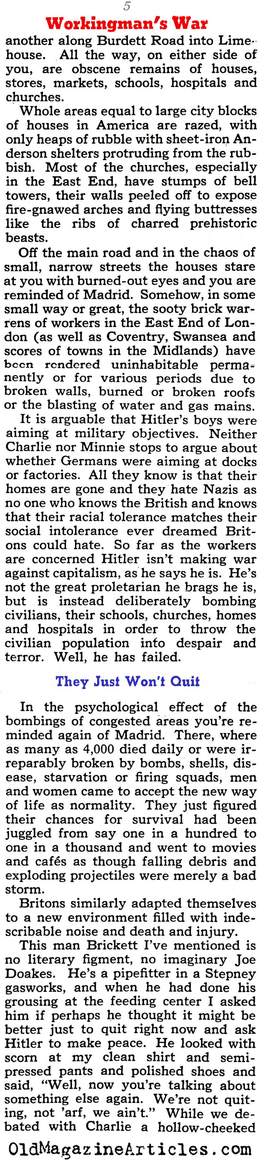 ''Workingman's War'' (Collier's Magazine, 1941)