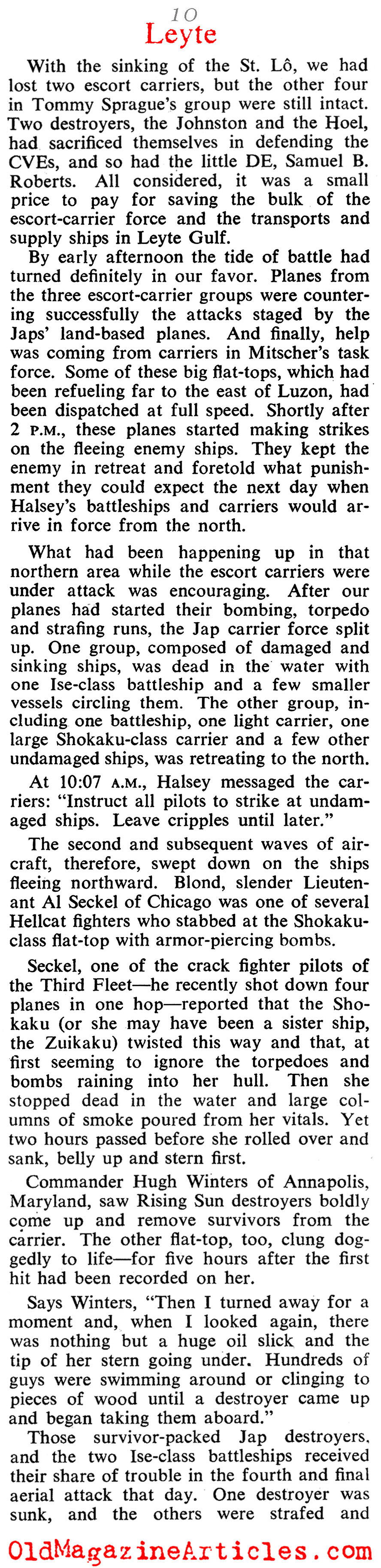 The Greatest Sea Battle (Collier's Magazine, 1945)