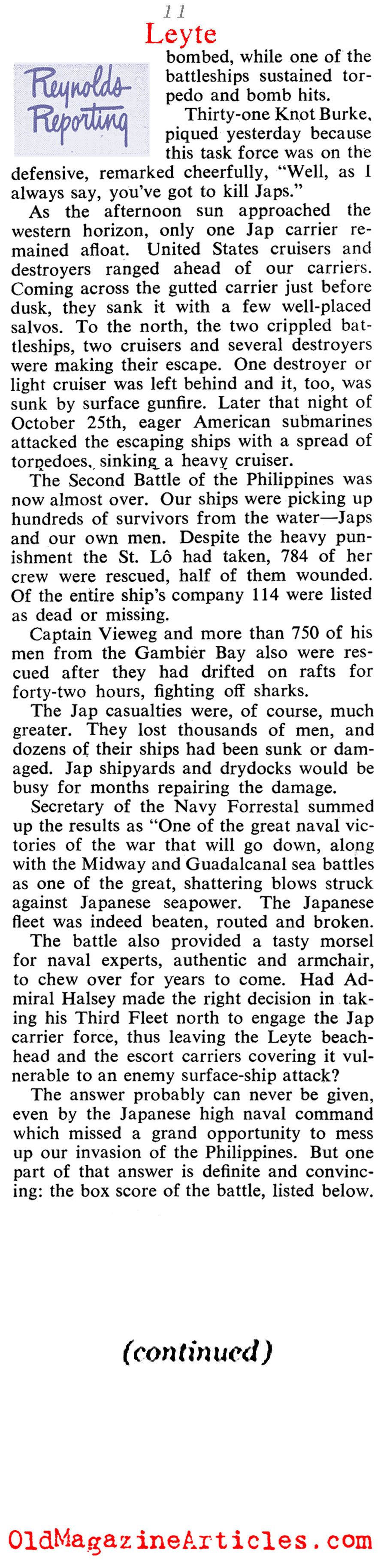 The Greatest Sea Battle (Collier's Magazine, 1945)