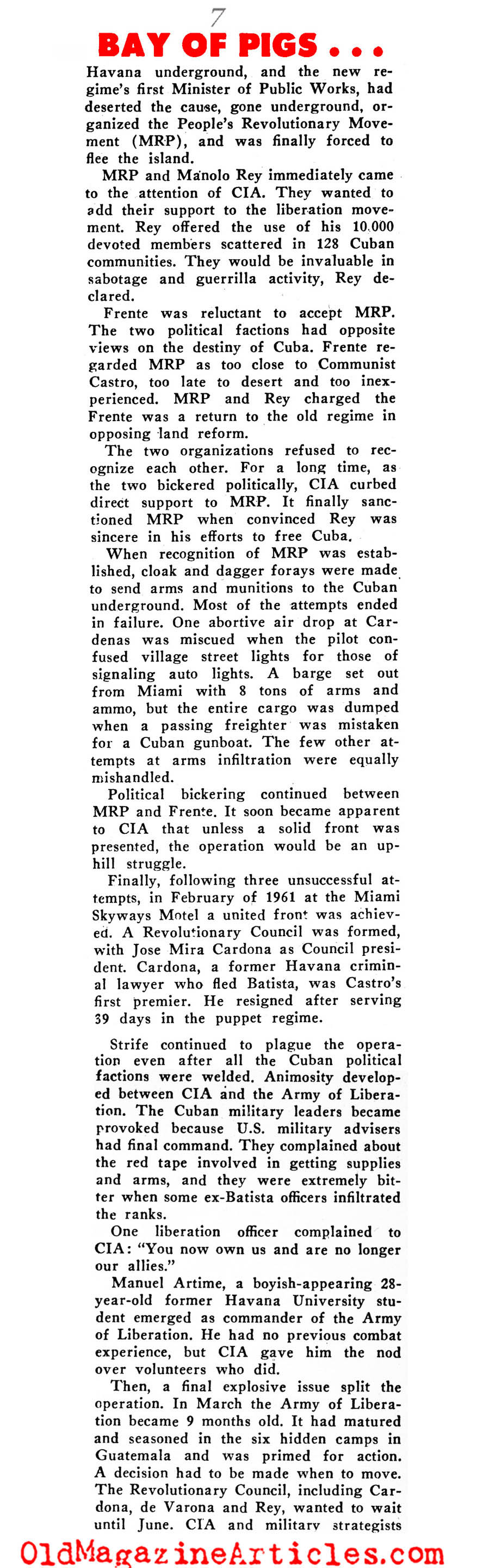 Disaster at the Bay of Pigs (Sir! Magazine, 1962)