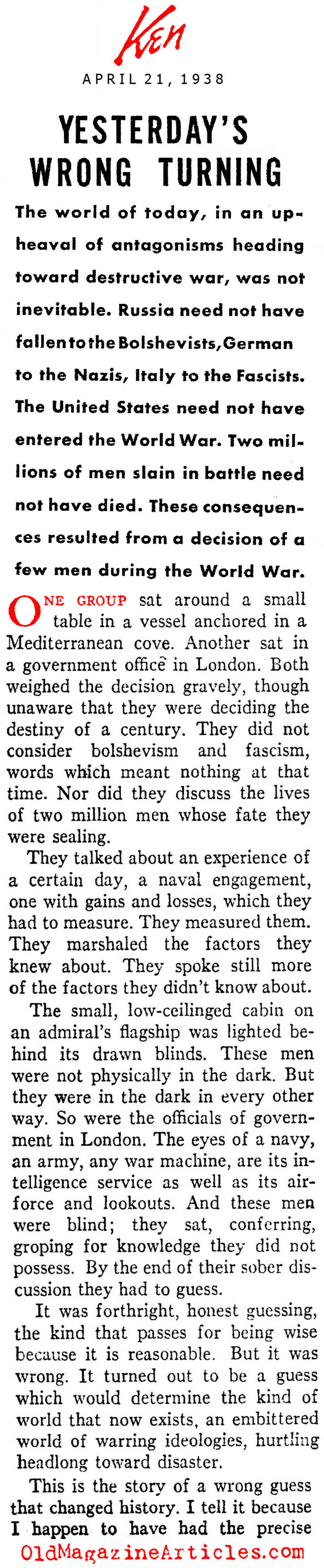 Wrong Turn at Gallipoli (Ken Magazine, 1938)