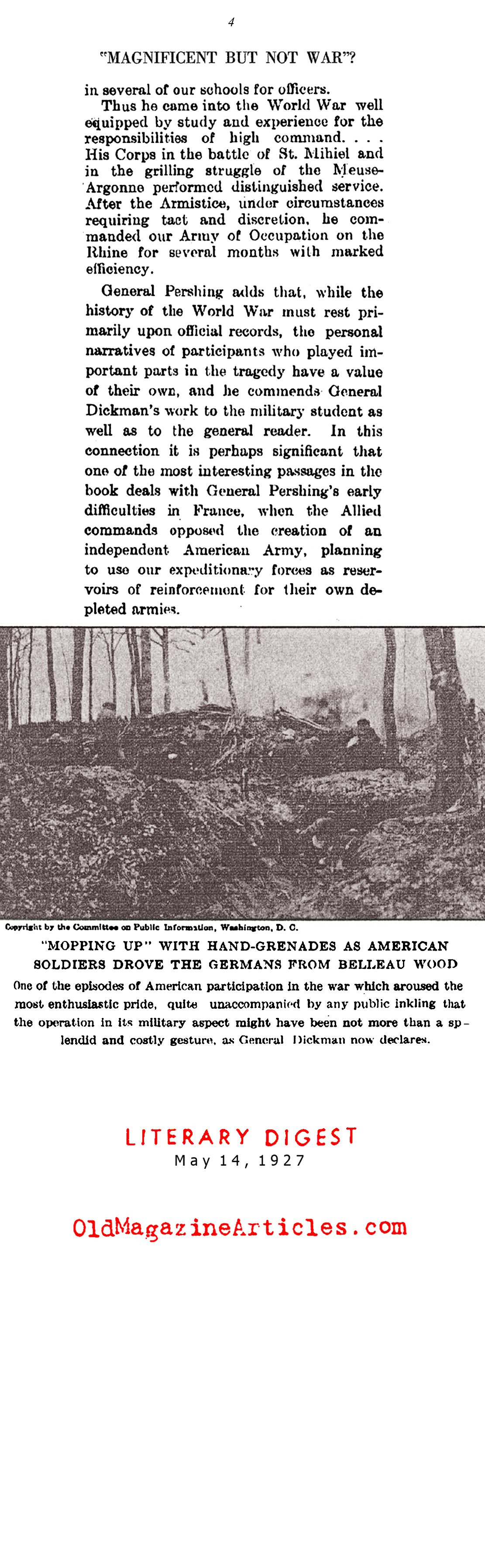 The Battle of Belleau Wood in Retropspect (Literary Digest, 1927)