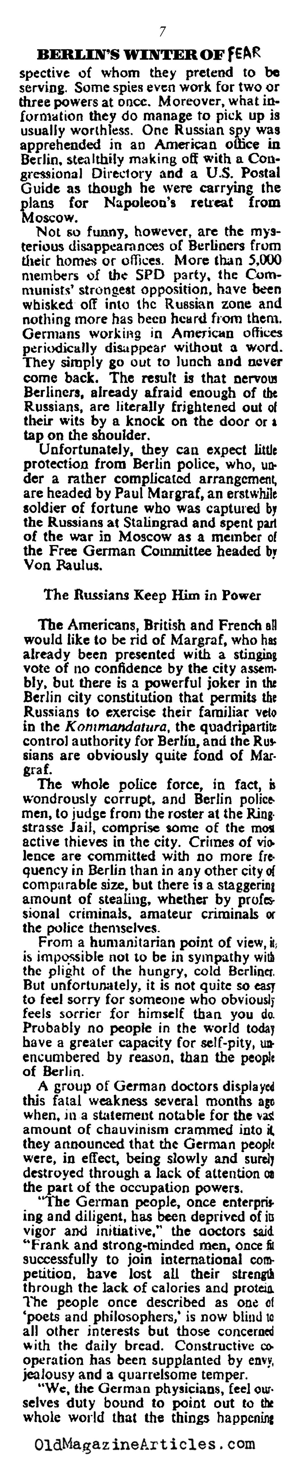 Fear in Post-War Berlin (Collier's Magazine, 1948)