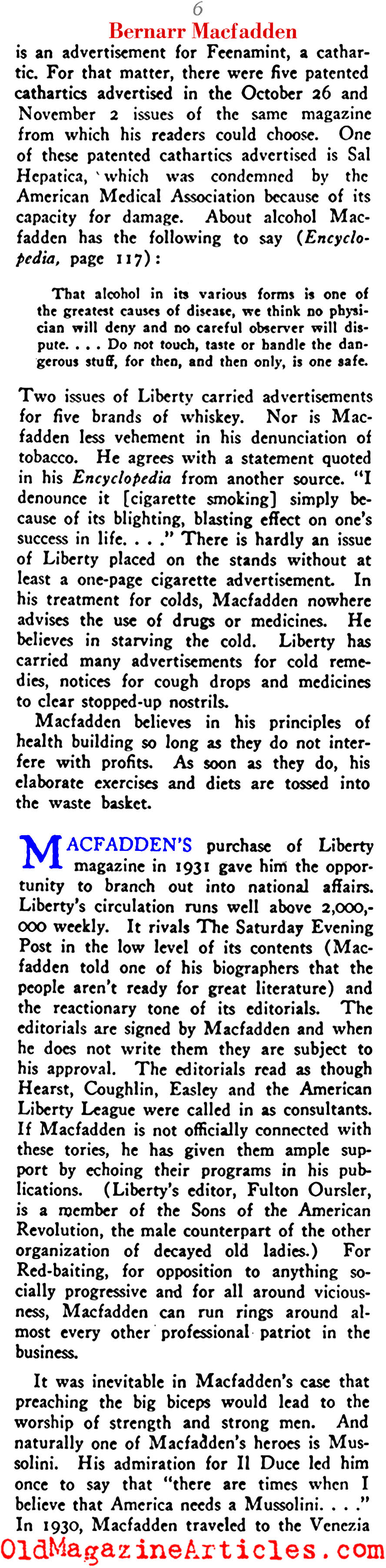 Bernaar Macfadden (New Masses Magazine, 1936)