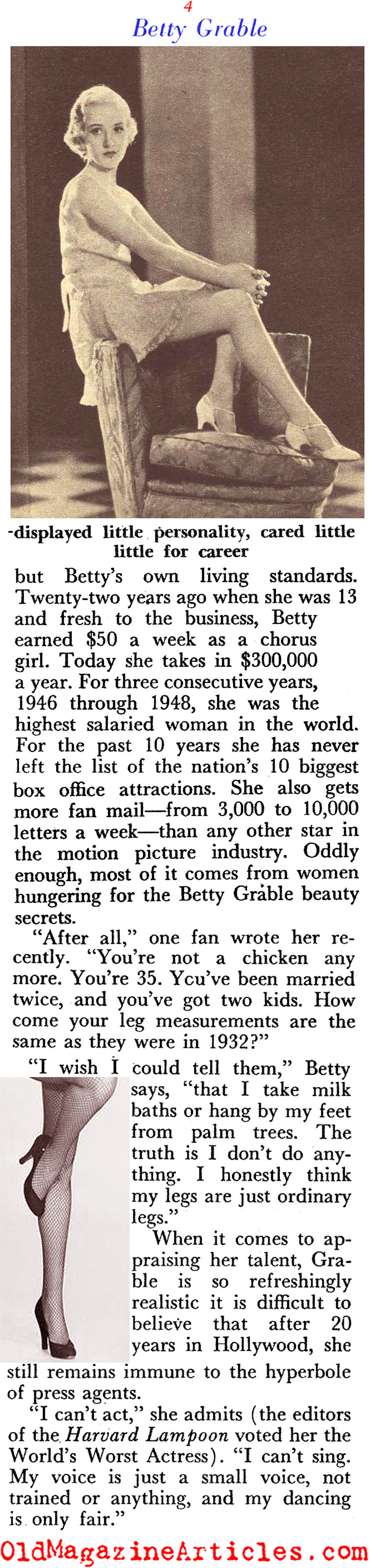 Betty Grable (Pageant Magazine, 1952)