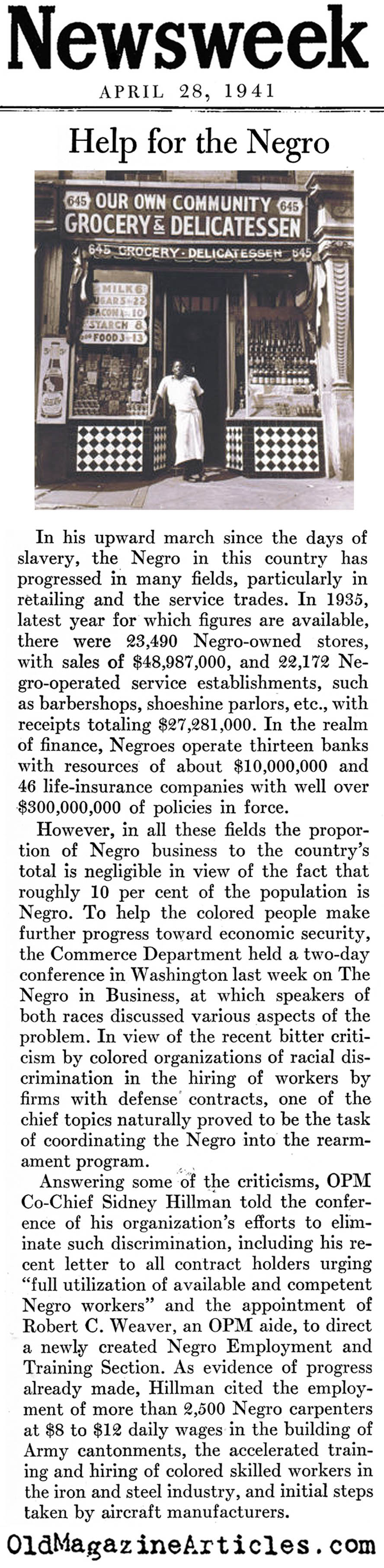 Black-Owned Businesses and the War Effort (Newsweek Magazine, 1941)