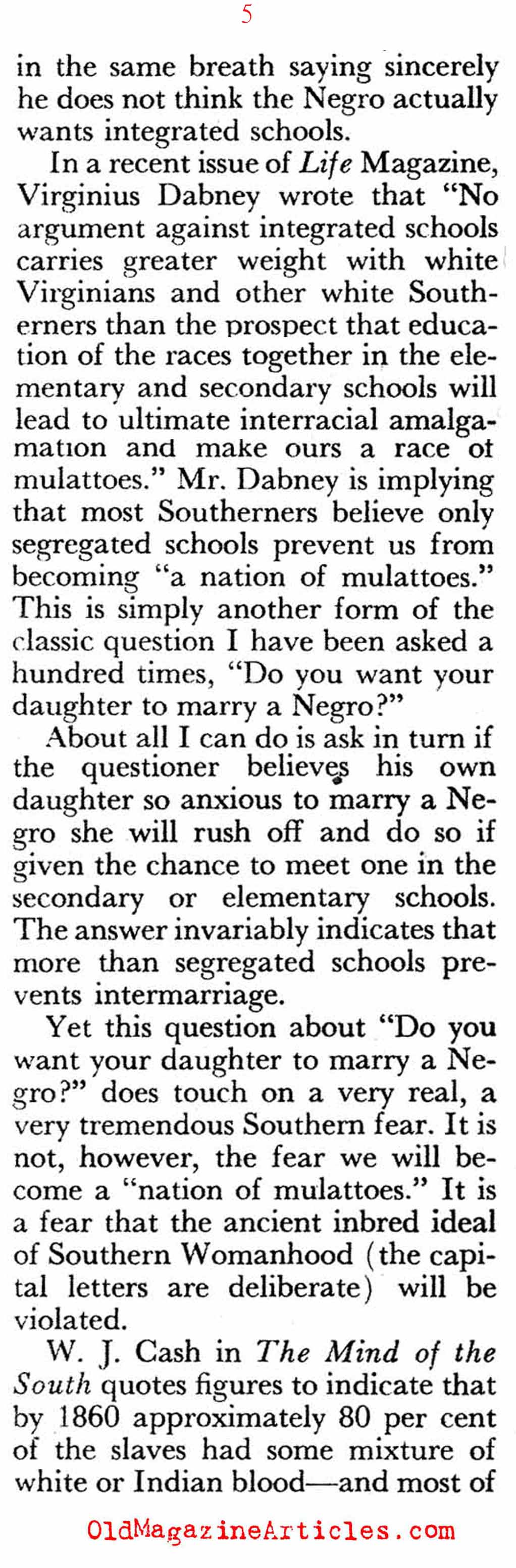 The Old Southern View of Integration (Pageant Magazine, 1959)