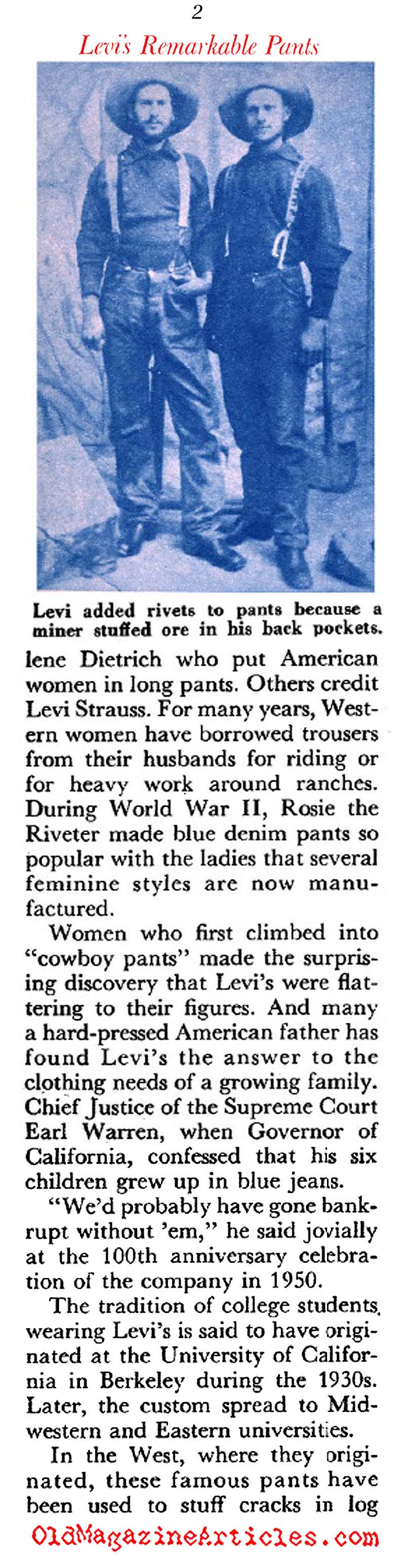 Levi Strauss and his Denim (Coronet Magazine, 1956)
