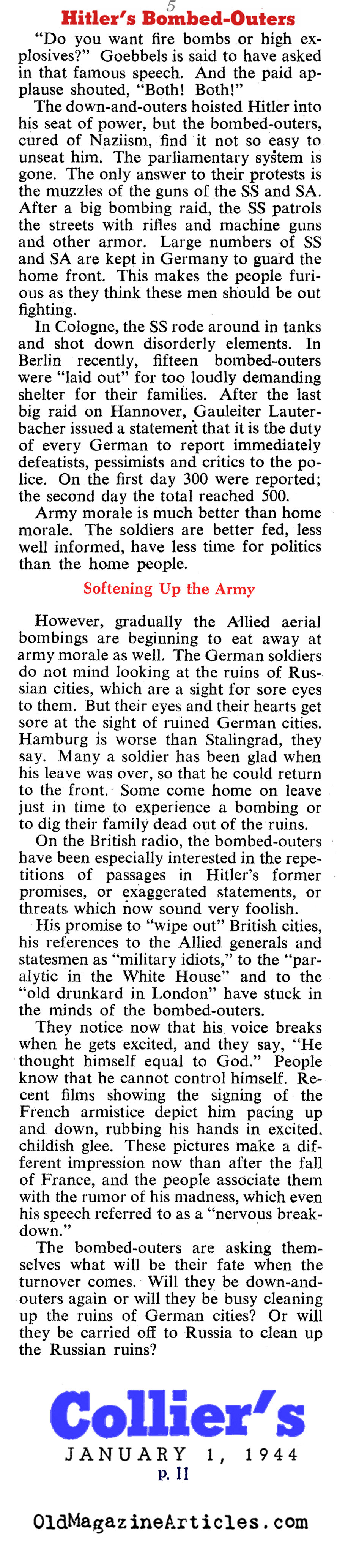 The Bombed-Out Germans (Collier's Magazine, 1944)