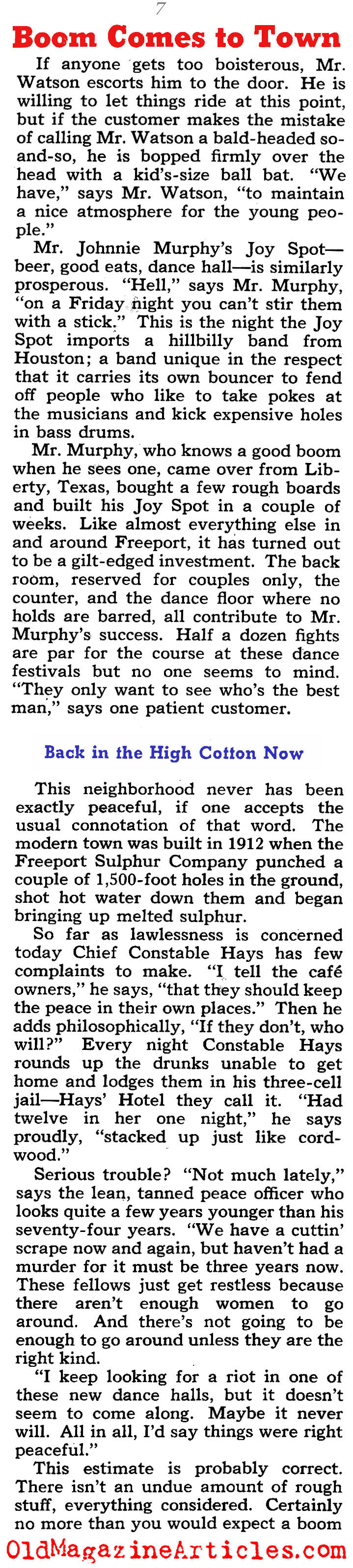 Prosperity Returns to Freeport, Texas  (Collier's Magazine, 1940)