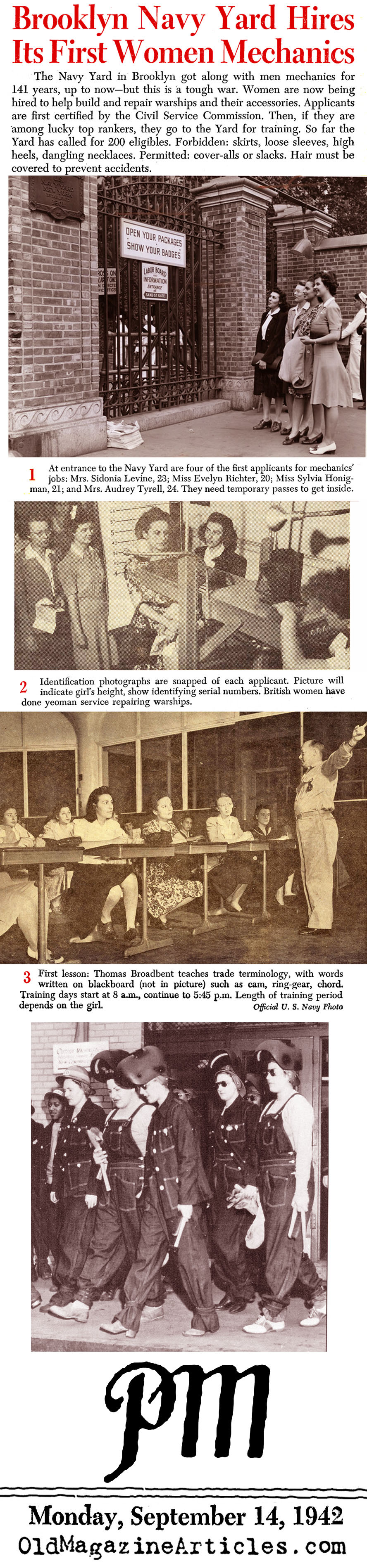 Women At The Brooklyn Navy Yard (<i>PM</I> Tabloid, 1942)