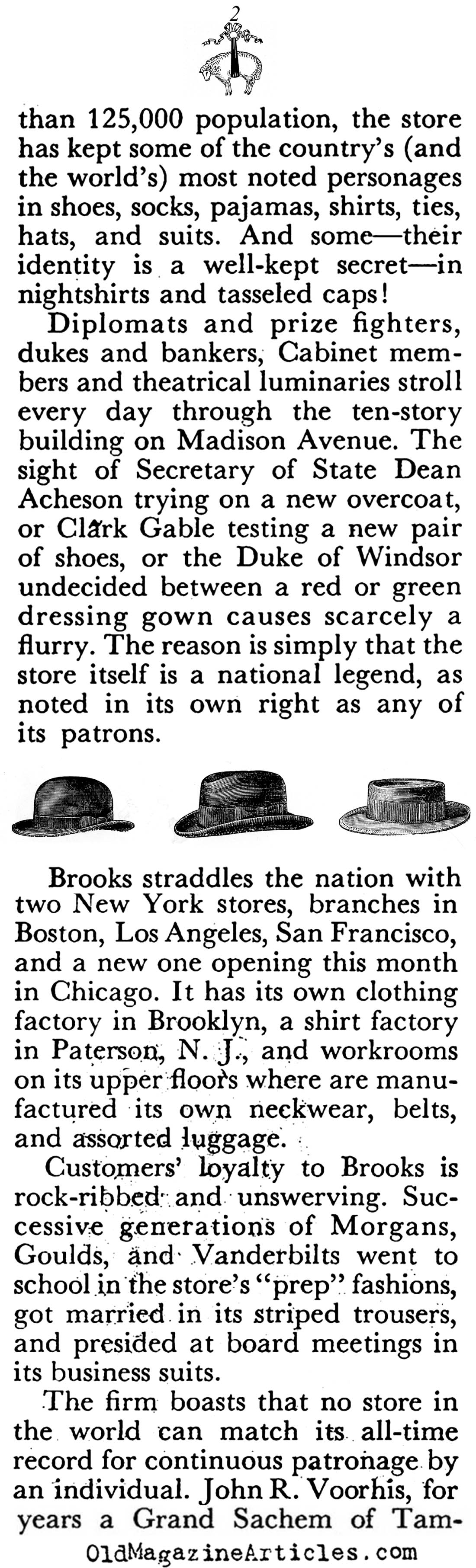 A History of Brooks Brothers (Coronet Magazine, 1950)