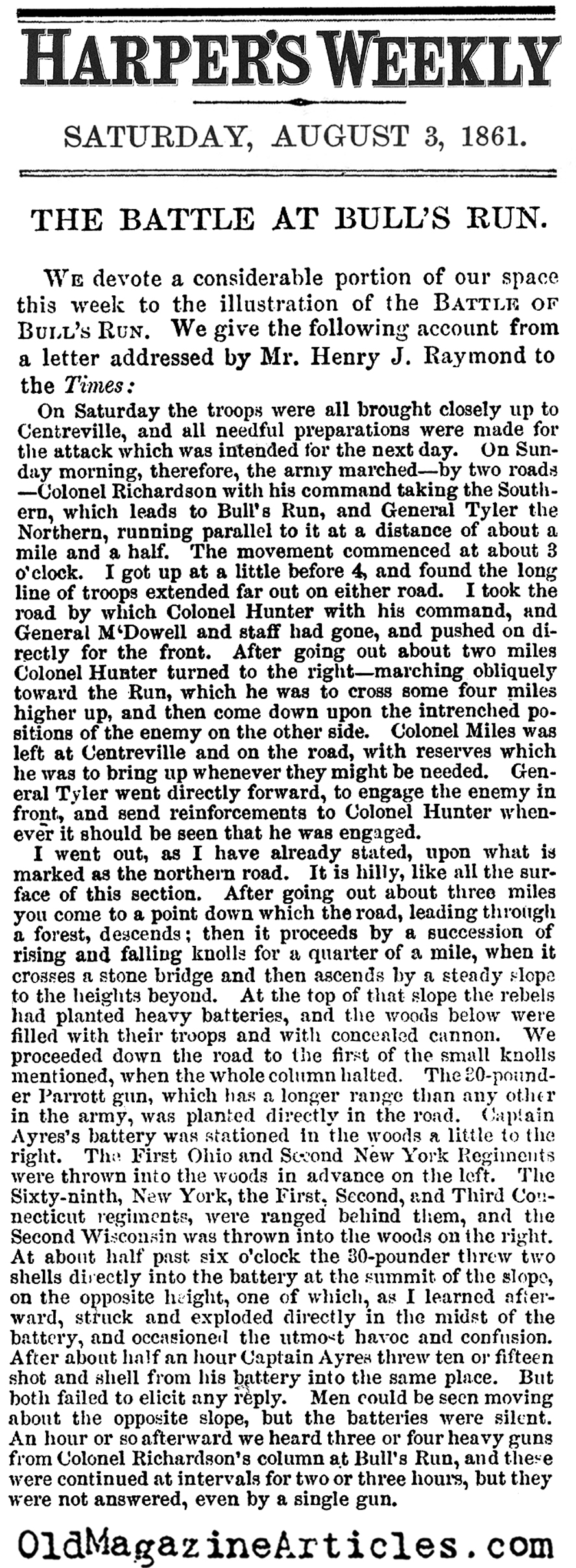 The Battle of Bull Run (Harper's Weekly, 1861)