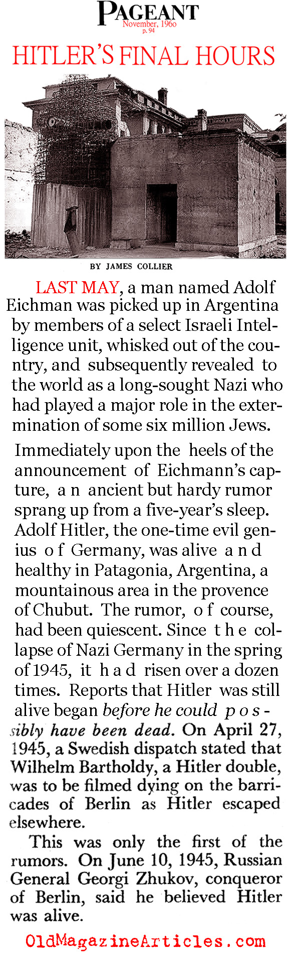 Hitler's Final Days (Pageant Magazine, 1960)