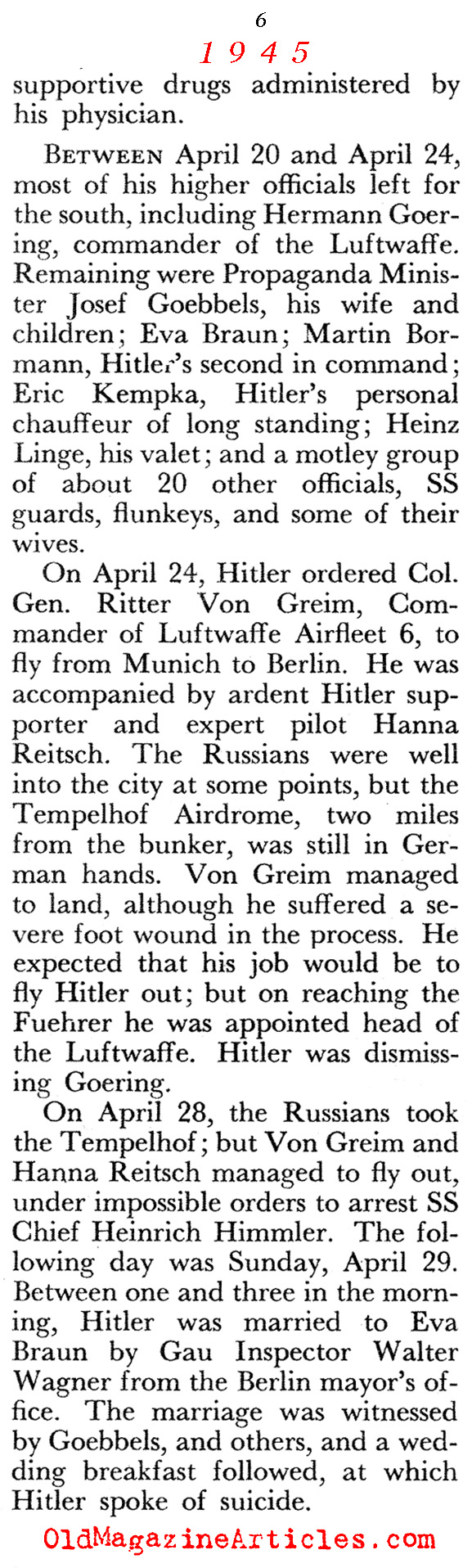 Hitler's Final Days (Pageant Magazine, 1960)