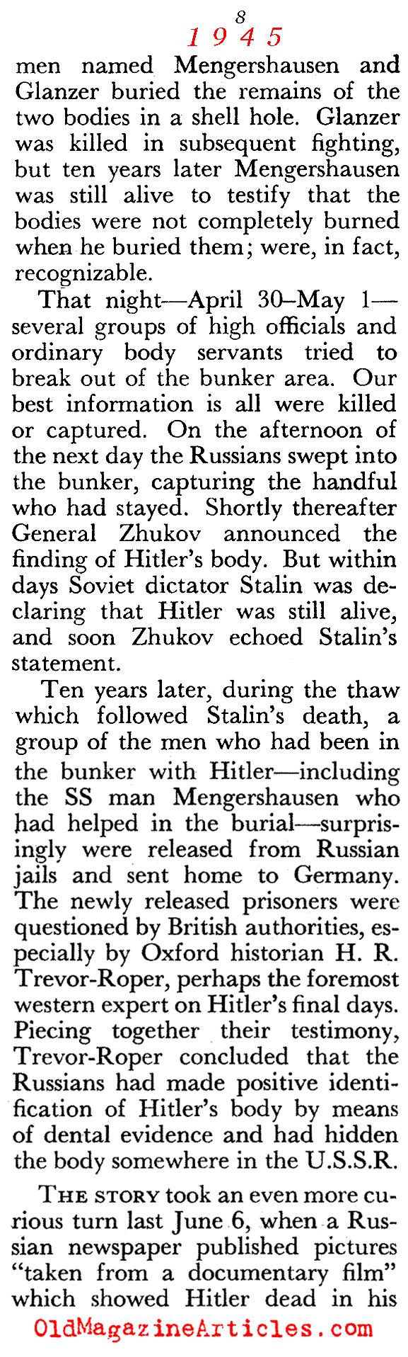 Hitler's Final Days (Pageant Magazine, 1960)