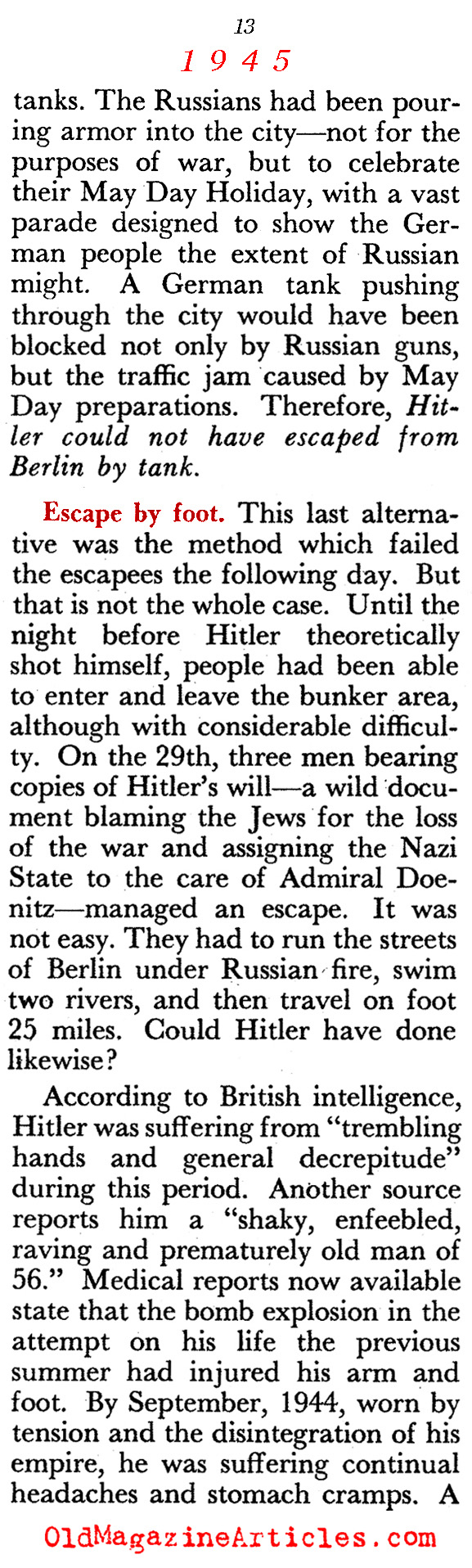 Hitler's Final Days (Pageant Magazine, 1960)