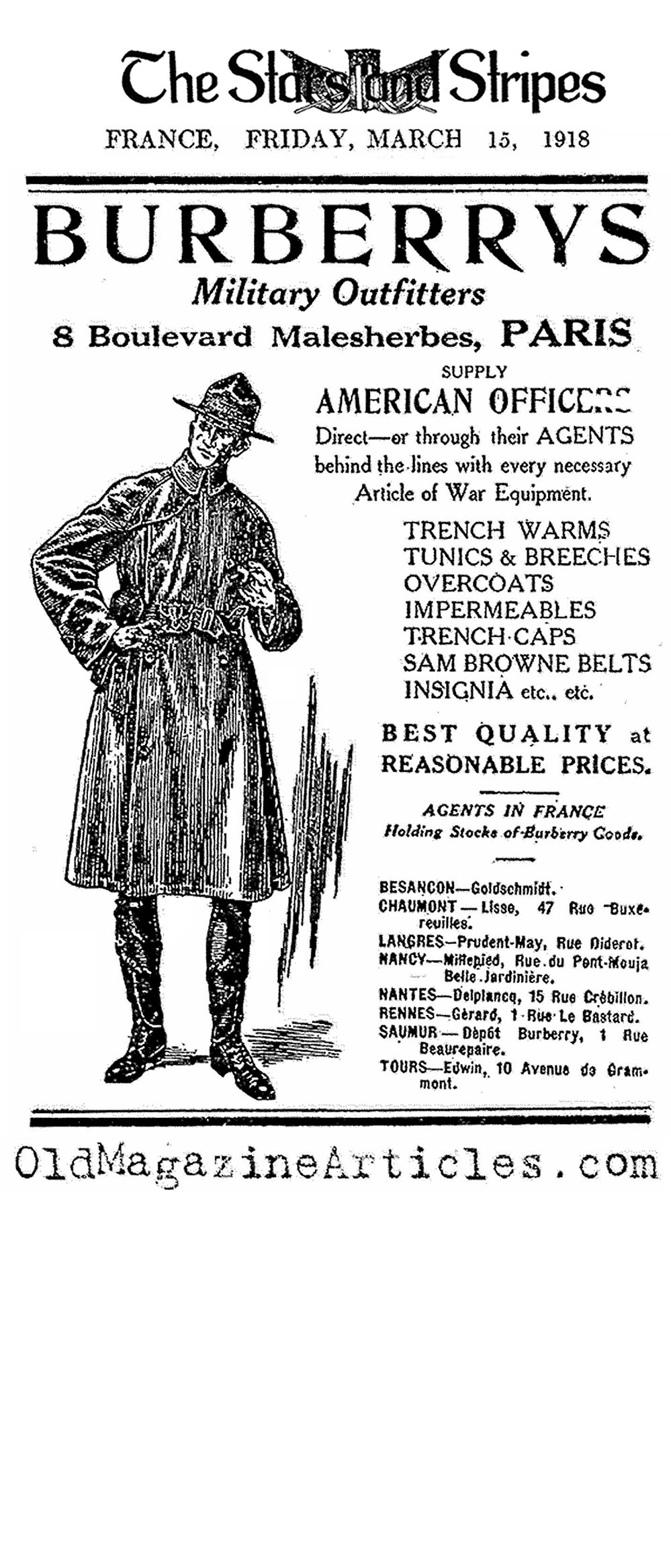 The Famous One: The Burberry Trench Coat  (The Stars and Stripes, 1918)