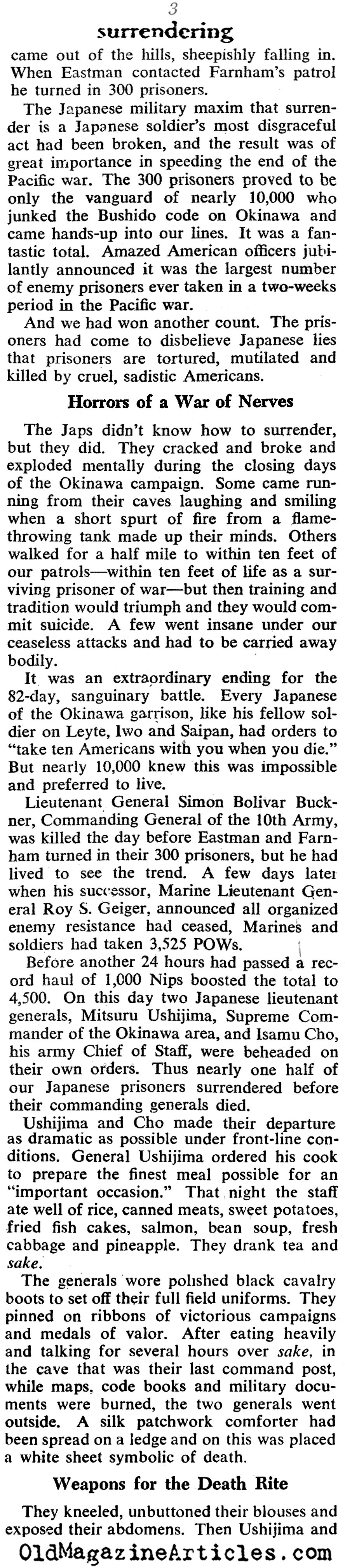 When Bushido Took a Back Seat  (Collier's Magazine, 1945)