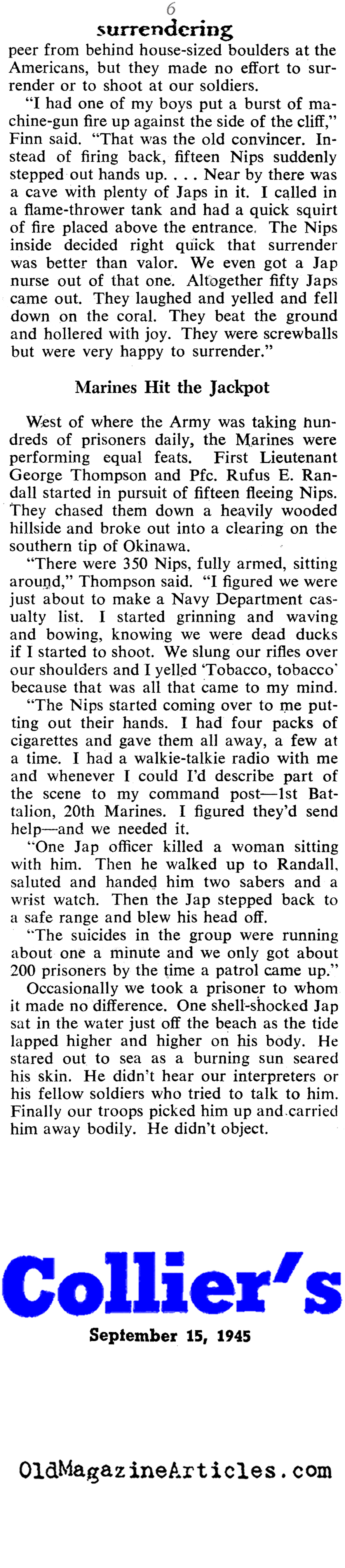 When Bushido Took a Back Seat  (Collier's Magazine, 1945)