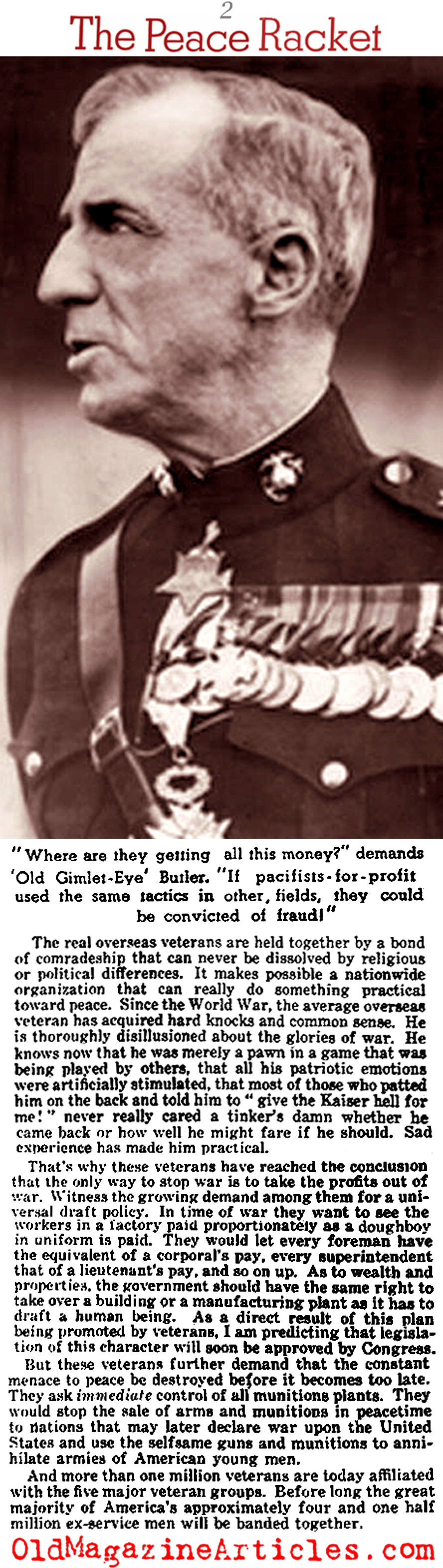 Smedley Butler on Peace (Liberty Magazine, 1936)